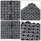 50 Pack Interlocking Deck Tiles PP Drainage Tiles Floor Tiles 12 x 12 inch Black