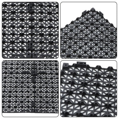 50 Pack Interlocking Deck Tiles PP Drainage Tiles Floor Tiles 12 x 12 inch Black