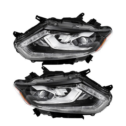 For Nissan Rogue 2014-2016 RH&LH Black Housing Clear Lens LED Type Headlights