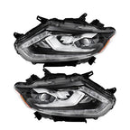 For Nissan Rogue 2014-2016 RH&LH Black Housing Clear Lens LED Type Headlights