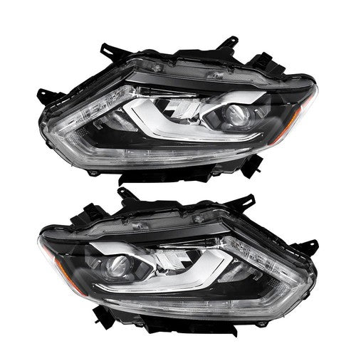 For Nissan Rogue 2014-2016 RH&LH Black Housing Clear Lens LED Type Headlights