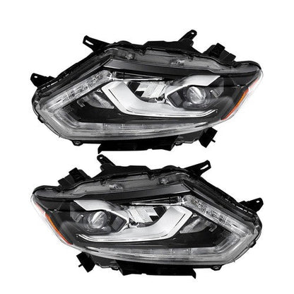For Nissan Rogue 2014-2016 RH&LH Black Housing Clear Lens LED Type Headlights