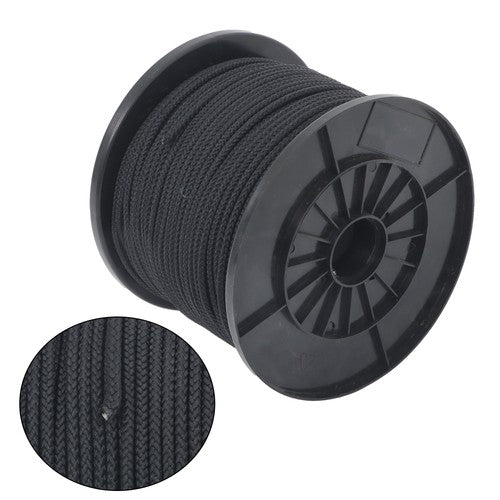 3/16 Inch x 500 Feet Hollow Braid Polypropylene Rope  – Black，750 Pounds