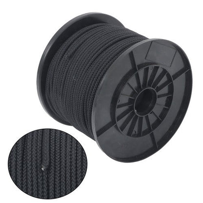 3/16 Inch x 500 Feet Hollow Braid Polypropylene Rope  – Black，750 Pounds