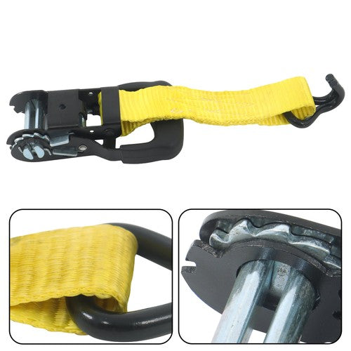 4 Pc 1.5" inch x 16' Ft Ratchet Tie Down Cargo Straps 1100 Lbs J Hooks