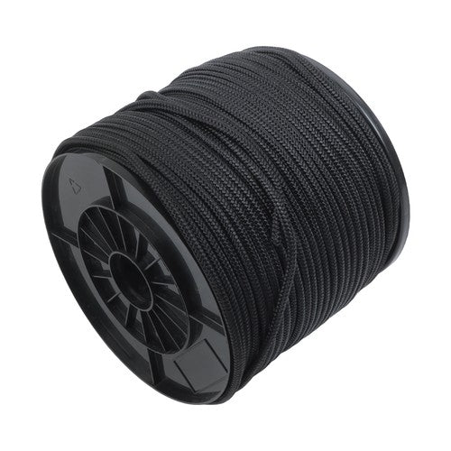 Black Nylon Solid Braid Rope High UV & Abrasion Resistance 1/4 Inch × 500ft