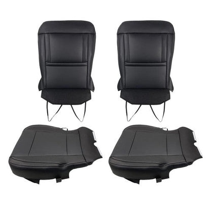 Black For Ford F150 2015-2017 Driver&Passenger Bottom And Top Seat Cover Leather