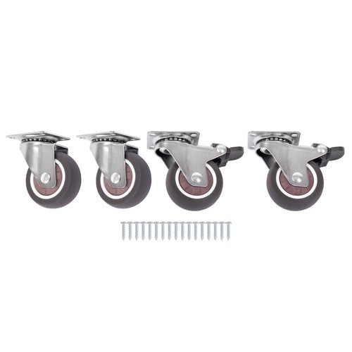 4 Piece 2 Inch Caster Wheels 360° Swivel Wheels (2 with Brake & 2 without brake)