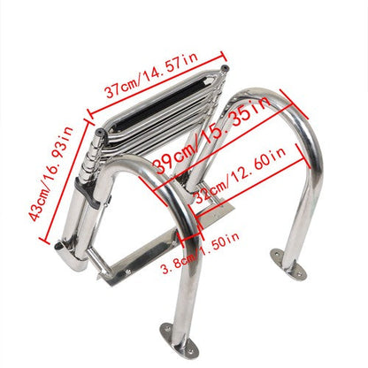 New Stainless Steel Telescoping Boat Ladder 4 Step Foldable Hand armrest
