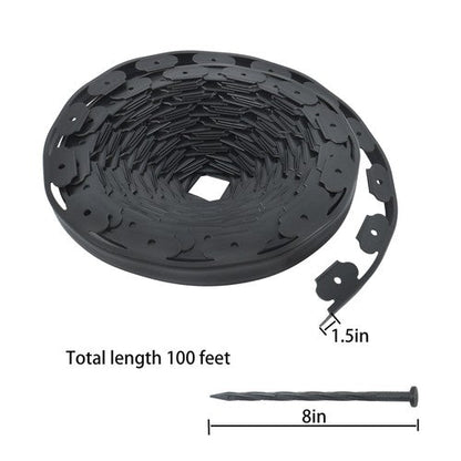 Garden Edging Landscape Edging with 64 8in Spikes for Lawn 1.5 Inch 100FT Black