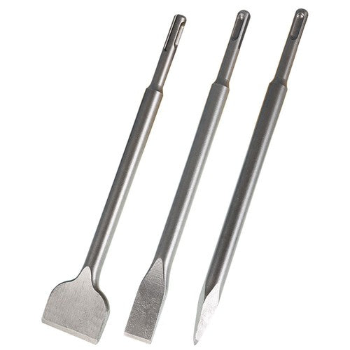 6-Pack Concrete Drill Bit Set Includes Point Chisel + 20mm & 40mm Flat Chisel