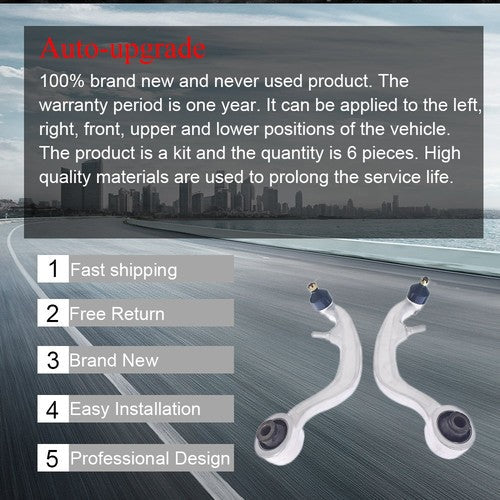 Fit For Nissan 350Z RWD 2003-2009 Front Suspension Lower Control Arm Kit 6Pcs