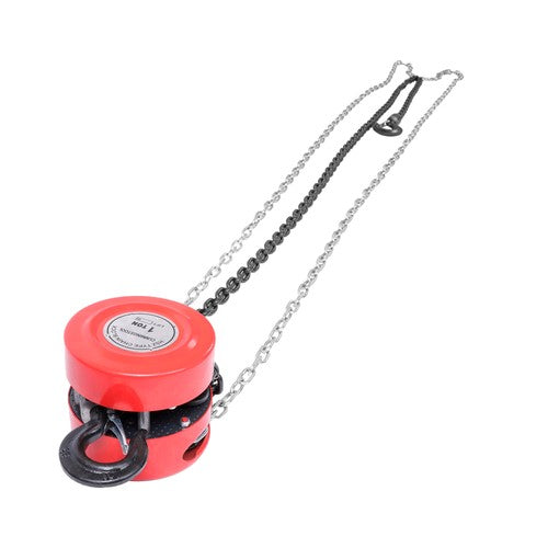 Chain Hoist Chain Block 1 Ton Capacity 10 Feet Lift Steel Construction Red
