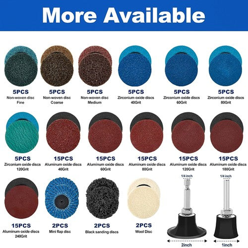 136 Pack Sanding Discs Set 2 inch Quick Change Discs with 1/4 inch Holder