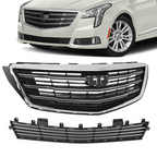 Front Upper+Lower Grille with Chrome Frame Kit For 2018 2019 2020 Cadillac XTS