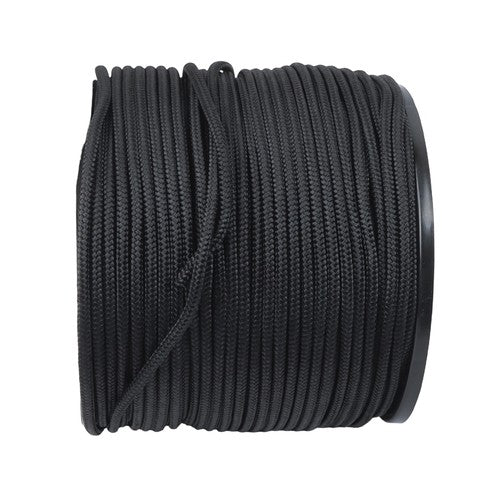 Black Nylon Solid Braid Rope High UV & Abrasion Resistance 1/4 Inch × 500ft