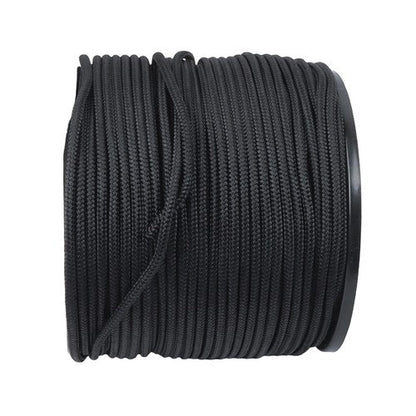 Black Nylon Solid Braid Rope High UV & Abrasion Resistance 1/4 Inch × 500ft