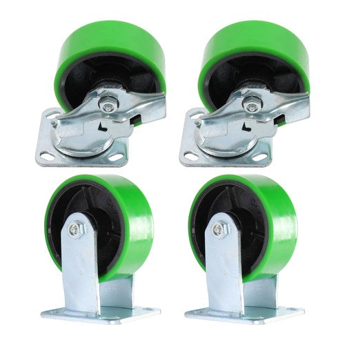 4 sets of 5' heavy-duty casters 2 side brakes and 2 straight wheels 4000lbs