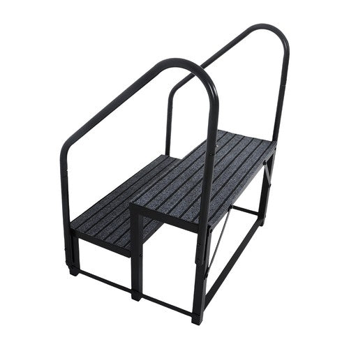 660lbs 2 Step RV Stairs Load Capacity Step Ladder Outdoor RV Steps (w/ Handrail)
