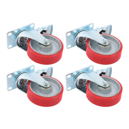 4 Inch Heavy Duty Casters, Swivel Caster Wheels with Brake, Polyurethane