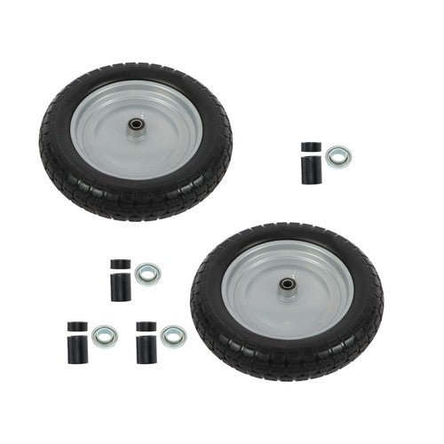 2PCS 14.5x4-8 Solid Wheels w/Toothed Tread, Silver Hub Black&Silver Replace Tire