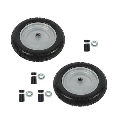 2PCS 14.5x4-8 Solid Wheels w/Toothed Tread, Silver Hub Black&Silver Replace Tire