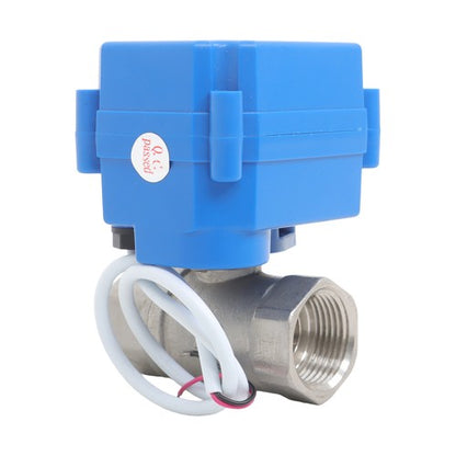 Solid Motorized Ball Valve 1in Full Port SS 9-24V AC/DC NC Auto Return