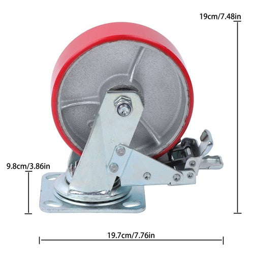 1 x 6' Heavy Duty Metal CASTERS  Construction Red With Brakes