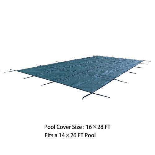 Safety Pool Cover Fits 14FTx26FT Inground Swimming Pools For Backyard Yard Green