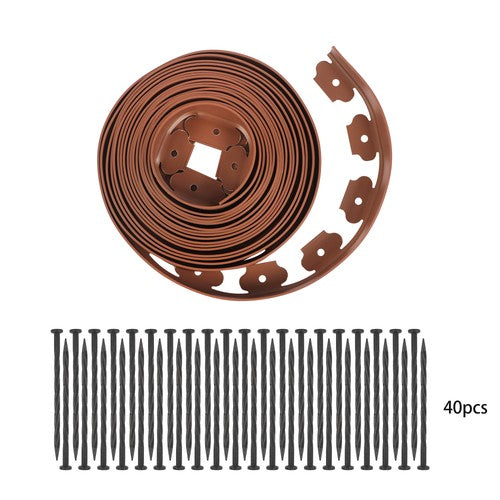 2” No Dig Lawn Border L-shaped Lawn Garden Edging Kit W/ 40 Spikes Plastic 40FT