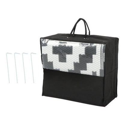6x9 ft Waterproof Outdoor Rug Outdoor Plastic Straw Rug Carpet Black & White