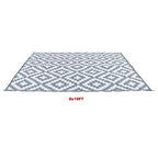 8x10 ft RV Mat Outdoor Plastic Straw Rug Carpet Waterproof Gray & White
