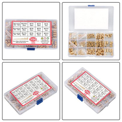 350Pack threaded inserts assortment kit M2-M6 metric internal thread rolled