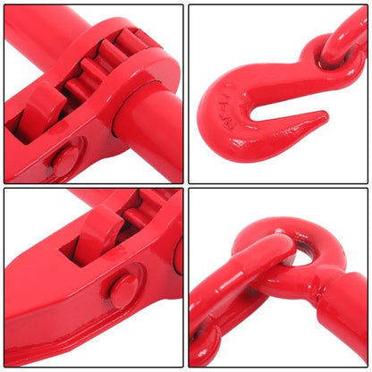 Red 1/4in-5/16in G70 7800lbs W/G70 Grab Hook Adjustable Chain Binders ×2 Steel
