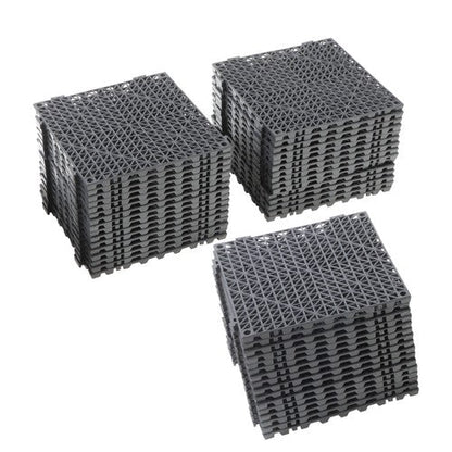 50Pack 12 x12in Interlocking Drainage Floor Tile Modular Interlocking Tile Black