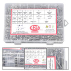 425 Pcs 410 Stainless Steel Self-Tapping Screws, #8 #10 Self-Drilling Set