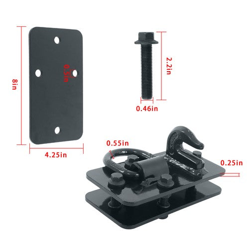 2 Pack Tractor Bucket Hooks with Tie down Ring, Grade 70 Forged Steel Black