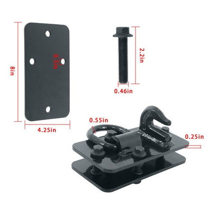 2 Pack Tractor Bucket Hooks with Tie down Ring, Grade 70 Forged Steel Black