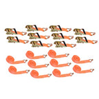 10 Pack 1.5" x 20' 4000lbs Ratchet Straps W/ J Hook Heavy Duty Orange Tie Downs