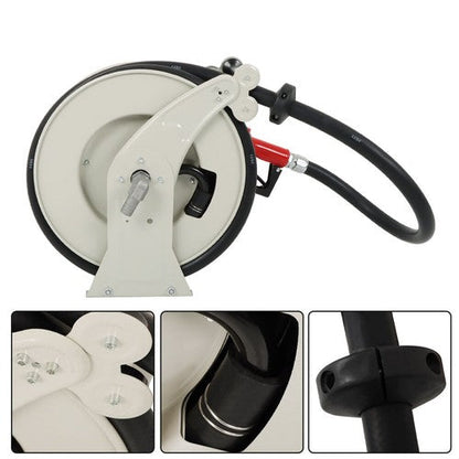 1" x 33' Retractable Swivel Rewind W/Auto Fueling Gun Diesel Hose Reel For Truck