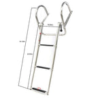 3 Steps Ladder Stainless Steel in-Board Telescoping For Marine Boat Yacht New
