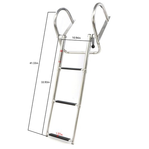 3 Steps Ladder Stainless Steel in-Board Telescoping For Marine Boat Yacht New