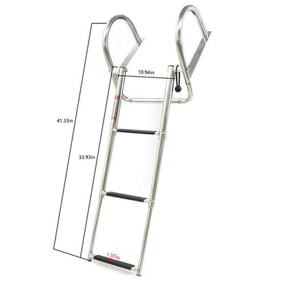 3 Steps Ladder Stainless Steel in-Board Telescoping For Marine Boat Yacht New