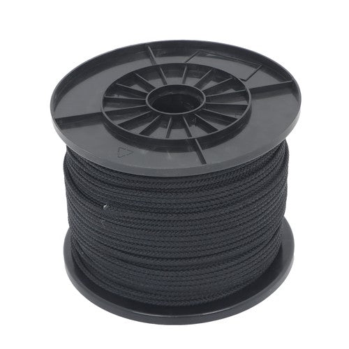 3/16 Inch x 500 Feet Hollow Braid Polypropylene Rope  – Black，750 Pounds
