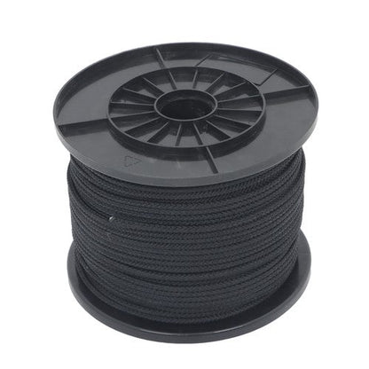 3/16 Inch x 500 Feet Hollow Braid Polypropylene Rope  – Black，750 Pounds