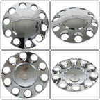 Semi Truck Rear & Front Chrome Wheel Axle Cover Hub Cap 33mm Lug Nuts Thread-On