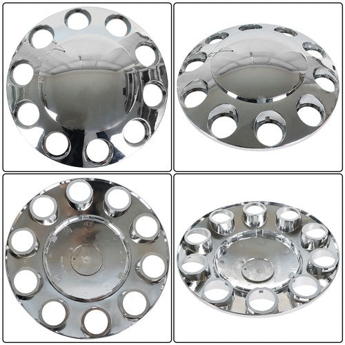 Semi Truck Rear & Front Chrome Wheel Axle Cover Hub Cap 33mm Lug Nuts Thread-On