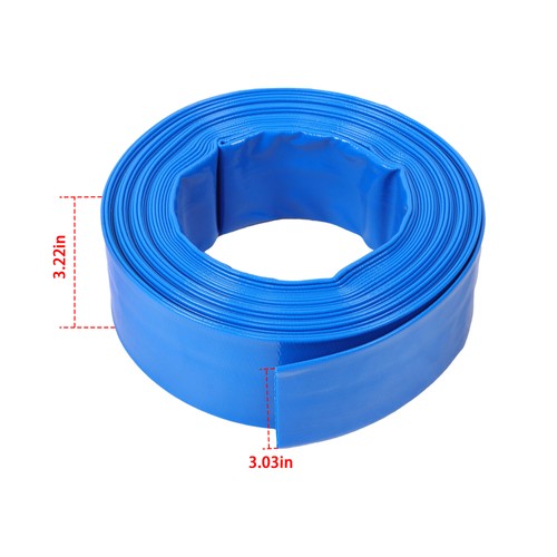 2" x 50FT Irrigation Discharge PVC Hose with Two Hose Collets Blue