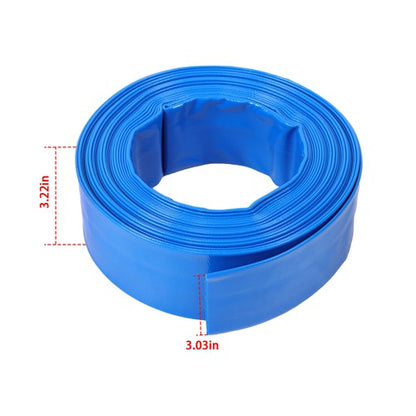 2" x 50FT Irrigation Discharge PVC Hose with Two Hose Collets Blue