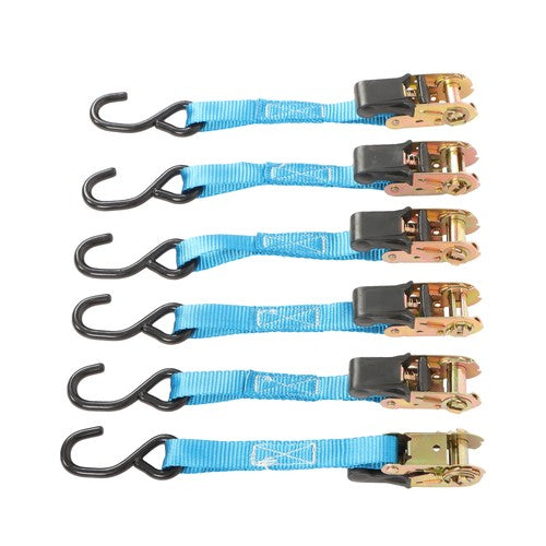 Ratchet Strap 6 Pcs+Polyester 566lbs Fracture Strength 1700lbs 1in*20ft S Hooks